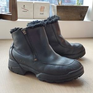 Ugg Australia Shearling Chunky Zip Up Leather Black Boots